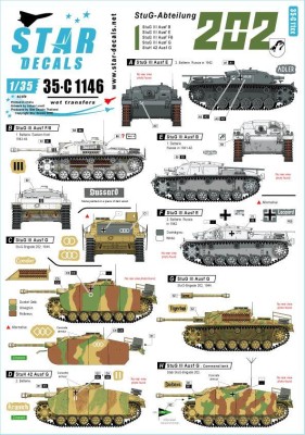 Star Decals 35-C1146 StuG-Abt. 202. Sturmgeschutz/StuG.III Ausf.B/E/F8/G and StuH 42 1/35