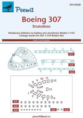 Peewit M144028 1/144 Canopy mask Boeing 307 Stratoliner (RDN)