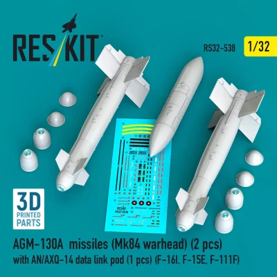 Reskit 32538 AGM-130A missiles (Mk84 warhead) 1/32