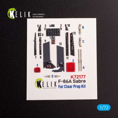 Reskit K72177 F-86A Sabre - interior 3D (CL.PROP) 1/72