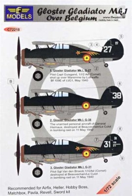 Lf Model C72218 Decals Gloster Gladiator Mk.I over Belgium 1/72