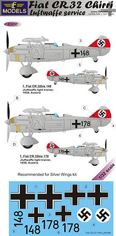 Lf Model C3257 Decals Fiat CR.32 Chirri Luftwaffe Service 1/32