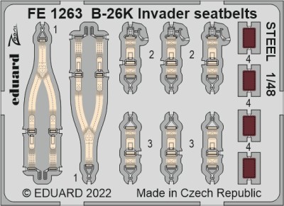 Eduard FE1263 B-26K Invader seatbelts STEEL (ICM) 1/48