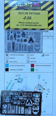 RES-IM RESIMP7223 1/72 J35 Draken - Detail PE set (HAS)