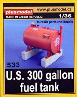 Plus model 533 1/35 US 300 gallon fuel tank (resin set & decals)