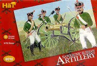 HAT 8010 Napoleonic Russian Artillery. 4 cannon with 24 crew, 4 pack horses and 12 interchangeable barrels 1/72