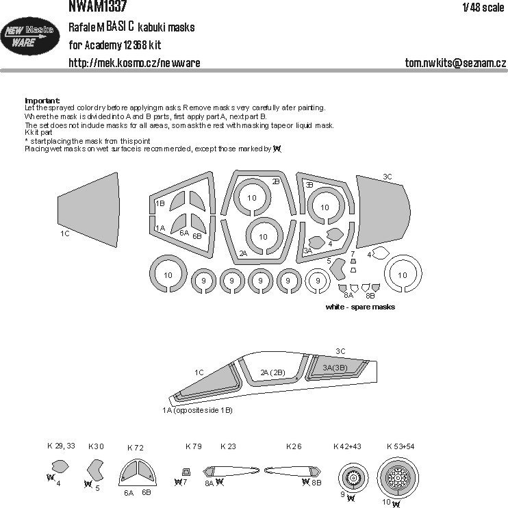 New Ware M1337 Mask Rafale M BASIC (ACAD 12368) 1/48