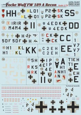 Print Scale 72-207 Focke Wulf Fw-189 A Recon 1/72