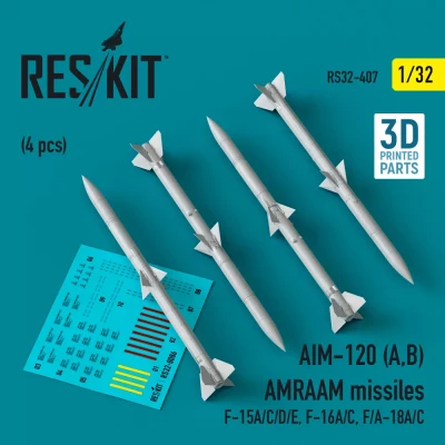 Reskit 32407 AIM-120 (A,B) AMRAAM missiles (4 pcs.) 1/32