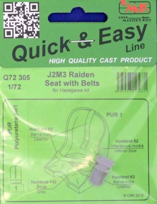 CMK Q72305 J2M3 Raiden - seat w/ belts (HAS) 1/72
