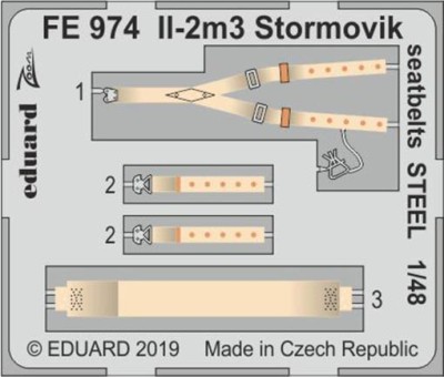 Eduard FE974 1/48 Il-2m3 Stormovik seatbelts STEEL (ACCURATE M)