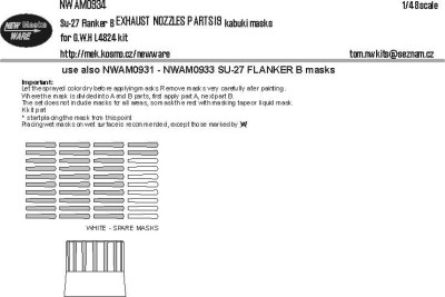 New Ware NWA-M0934 Mask Su-27 Flanker B EXHAUST NOZZLES parts I9 1/48