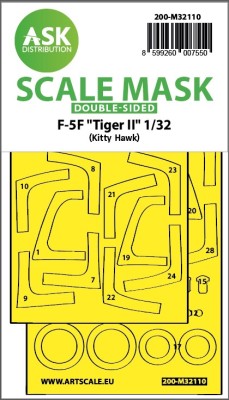 Art Scale 200-M32110 Northrop F-5F Tiger II wheels and canopy frame paint mask (inside and outside) 1/32