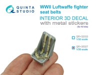 Quinta studio QR+35027 Комплект ремней для истребителя Luftwaffe, ВМВ (с металлическими пряжками) (для всех моделей) 1/35