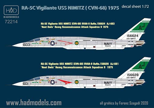 HAD 72214 Decal RA-5C Vigilante USS Nimitz - part 1 1/72