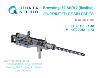 Quinta studio QT72052 Авиационный пулемет Browning .50 AN_M2 (подвижный), 2 шт (для всех моделей) 1/72