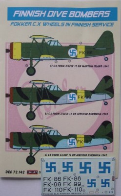 Kora Model DEC72142 Fokker C.X wheels (Finnish Service) декали декали 1/72