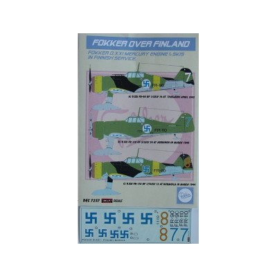 Kora Model DEC7257 Fokker D.XXI Mercury Ski (Finland) декали декали 1/72