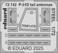 Eduard 72742 SET P-51D tail antennas STEEL 1/72
