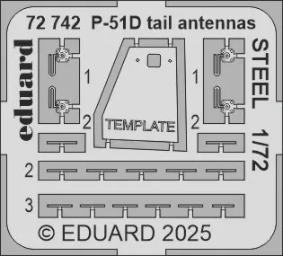 Eduard 72742 SET P-51D tail antennas STEEL 1/72