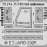 Eduard 72742 SET P-51D tail antennas STEEL 1/72