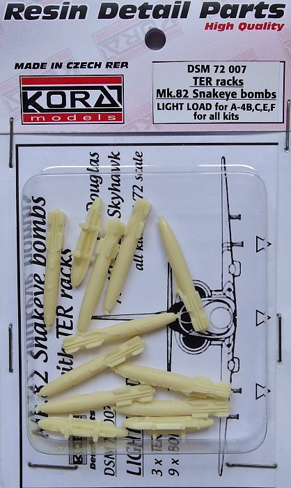 Kora Model DSM72007 TER racks Mk.82 Snakeye bombs (A-4B,C,E,F) 1/72