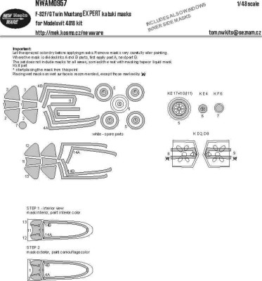 New Ware NWA-M0957 Mask F-82F/G Twin Mustang EXPERT (MSVIT 4818) 1/48