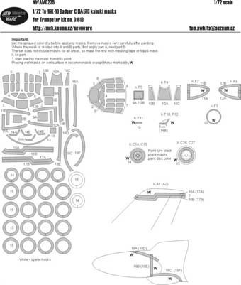 New Ware NWA-M0235 1/72 Mask Tu-16K-10 Badger C BASIC (TRUMP 01613)