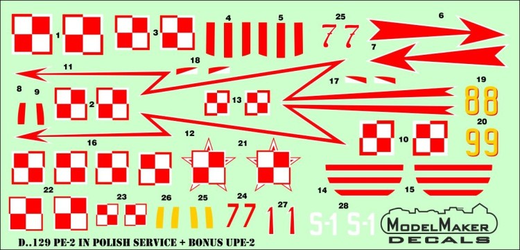 Model Maker Decals D48129 Petlyakov Pe-2 IN POLISH SERVICE 1/48