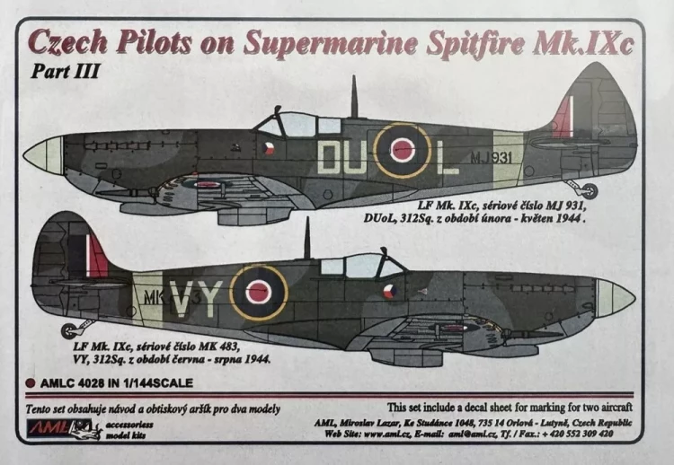 AML AMLC144028 Decals Czech pilots S.Spitfire Mk.IXc - Pt.3 1/144