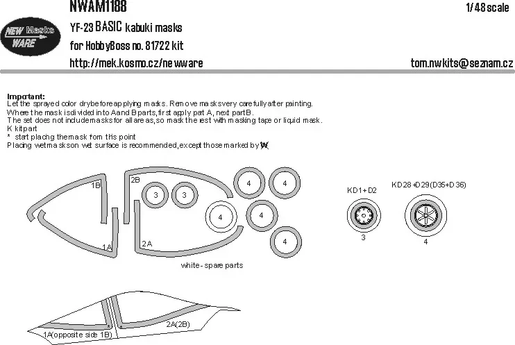 New Ware NWA-M1188 Mask YF-23 BASIC (HOBBYB) 1/48