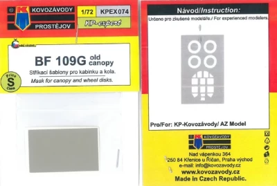 Kovozavody Prostejov EX074 Canopy&amp;wheel mask Bf 109G Old canopy 1/72