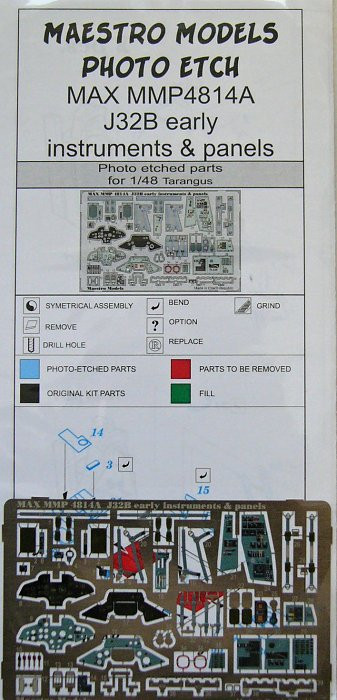 Maestro Models MMCP-4814 1/48 SAAB J32B early - interior (colour PE set)