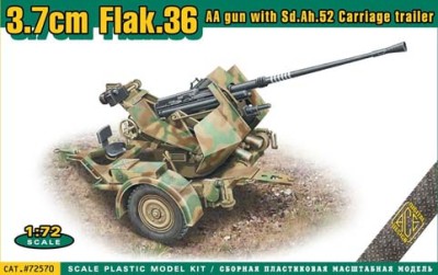 Ace Model 72570 Зенитная пушка FlaK.36 3.7cm на прицепе Sd.Ah.52 1/72