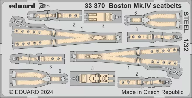 Eduard 33370 Boston Mk.IV seatbelts STEEL (HKM) 1/32