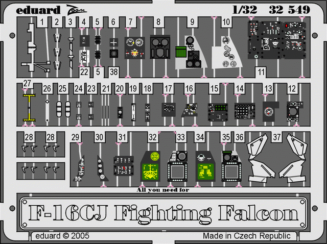 Eduard 32549 F-16CJ interior ACA