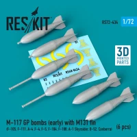 Reskit RS72-434 M-117 GP bombs (early) w/ M131 fin (6 pcs.) 1/72