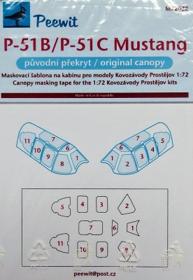 Peewit PW-M72028 1/72 Canopy mask P-51B/C/Mustang Mk.III (KP)
