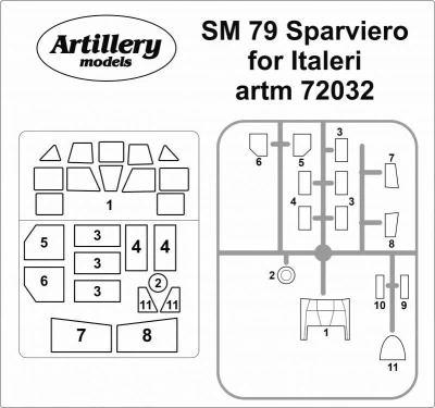 Fly model M7232 Masks for SM 79 Sparviero (ITA) 1/72