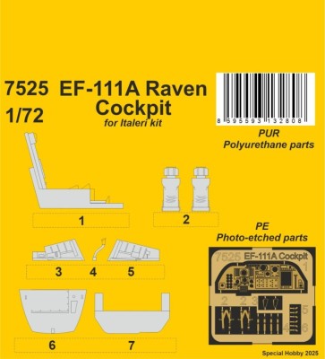CMK SP7525 EF-111A Raven Cockpit Set (ITAL) 1/72