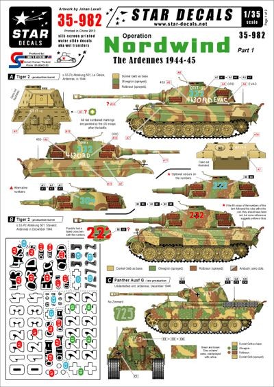 Star Decals STAR35982 Op Nordwind #1 German Tanks in Ardennes 1/35