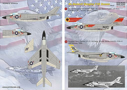 Print Scale 48-182 Douglas F3H Demon - part 2 (wet decals) 1/48