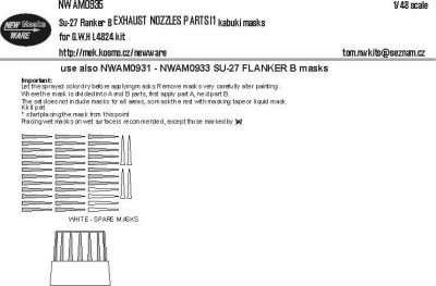New Ware NWA-M0935 Mask Su-27 Flanker B EXHAUST NOZZLES parts I1 1/48