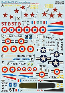 Print Scale 72-354 Bell P-63 Kingcobra (wet decals) 1/72