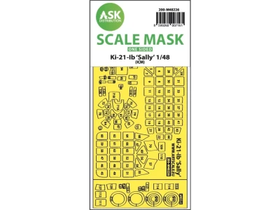 Art Scale 200-M48226 Mitsubishi Ki-21-Ib Sally wheels and canopy frame paint mask (outside only) 1/48