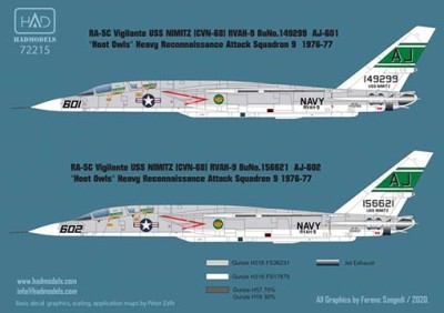 HAD 72215 Decal RA-5C Vigilante USS Nimitz - part 2 1/72