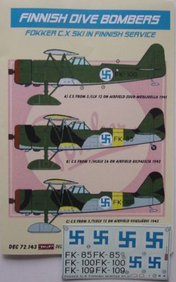 Kora Model DEC72143 Fokker C.X ski (Finnish Service) декали декали 1/72