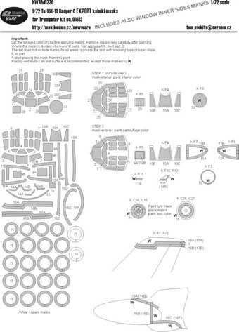 New Ware NWA-M0236 1/72 Mask Tu-16K-10 Badger C EXPERT (TRUMP 01613)