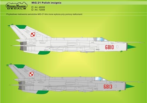 Model Maker Decals D144008 Mikoyan MiG-21 Polish insignia 1/144