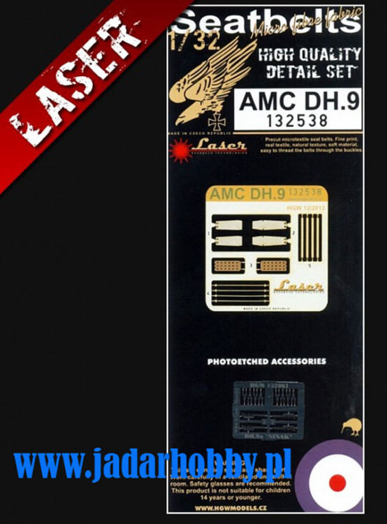 HGW 132538 AMC DH.9 - Seatbelts 1/32